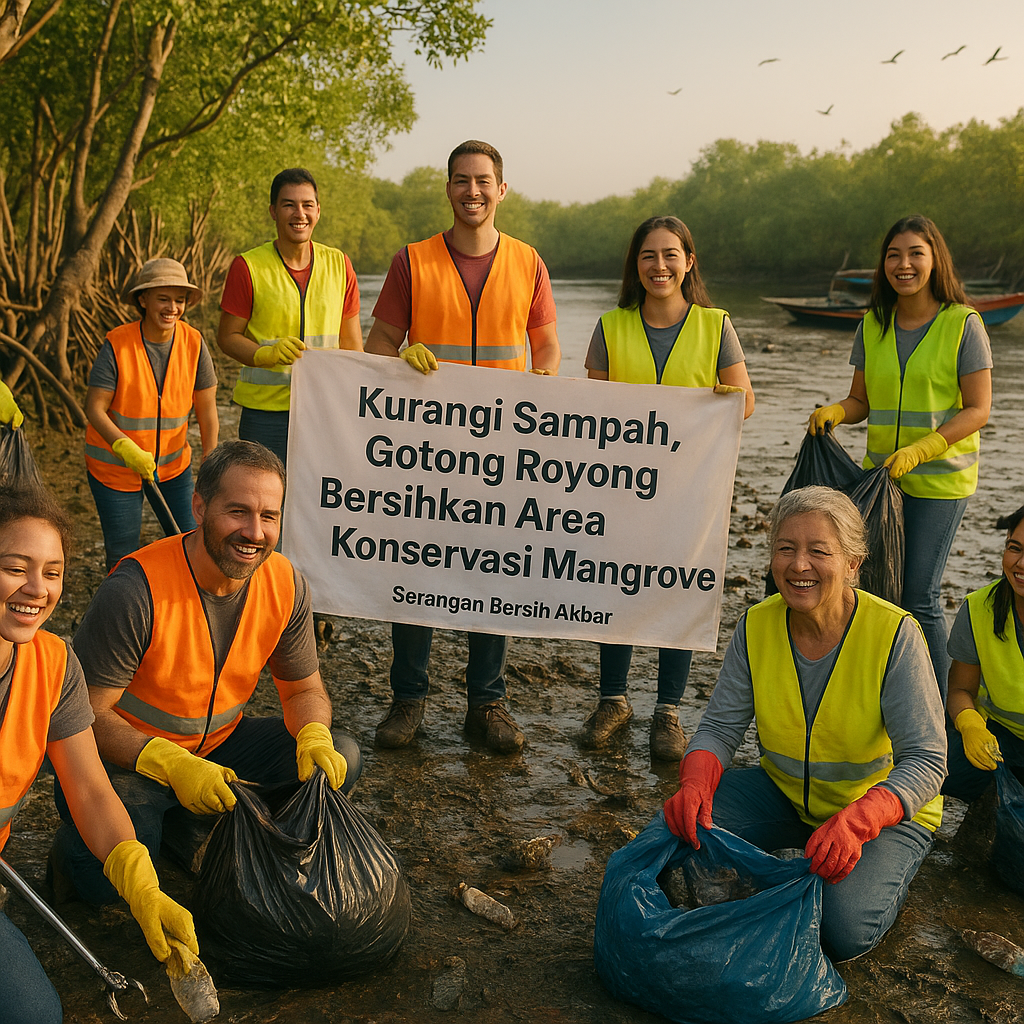 Kurangi Sampah, Gotong Royong Bersihkan Area Konservasi Mangrove