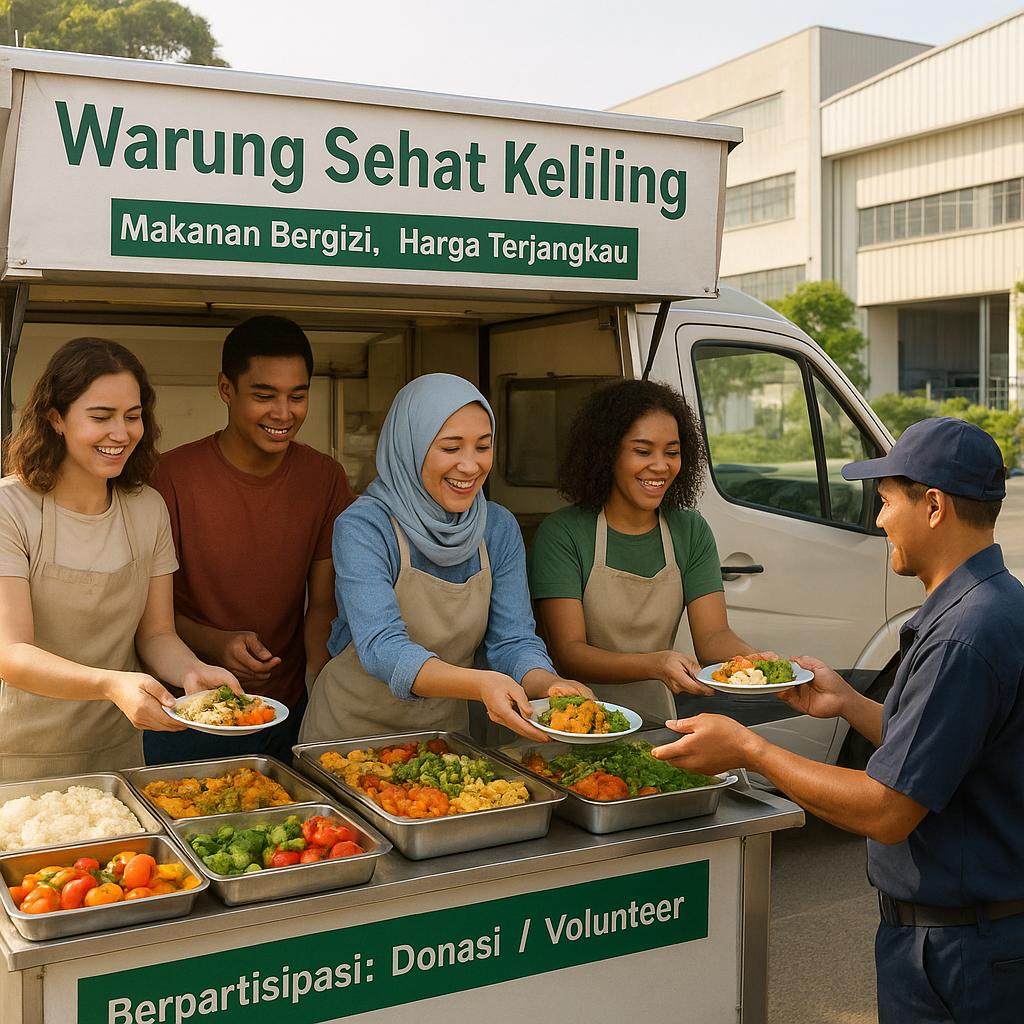 Warung Sehat Keliling: Inisiatif Komunitas Menyediakan Makanan Bergizi dengan Harga Terjangkau di Area Pabrik