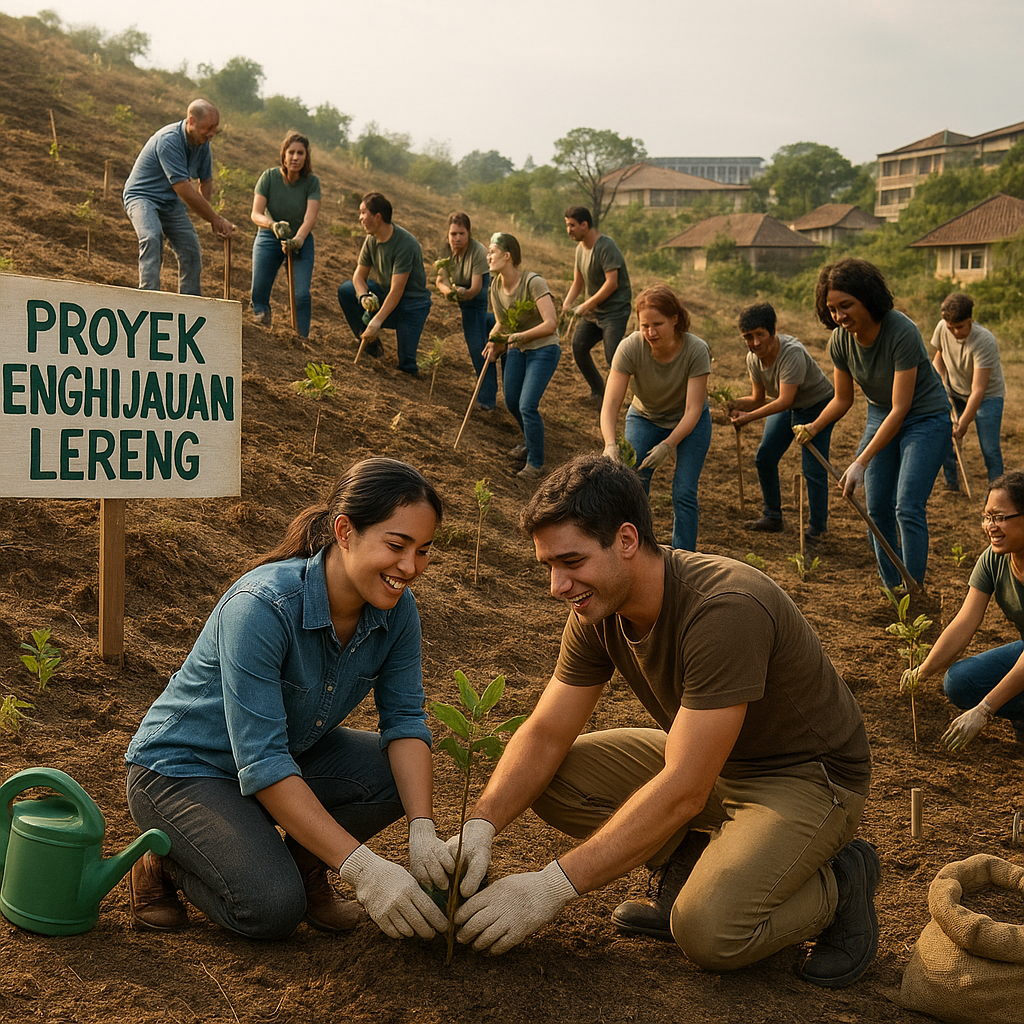 Proyek Penghijauan Lereng: Kolaborasi Warga dan Mahasiswa Mereboisasi Area Terdegradasi
