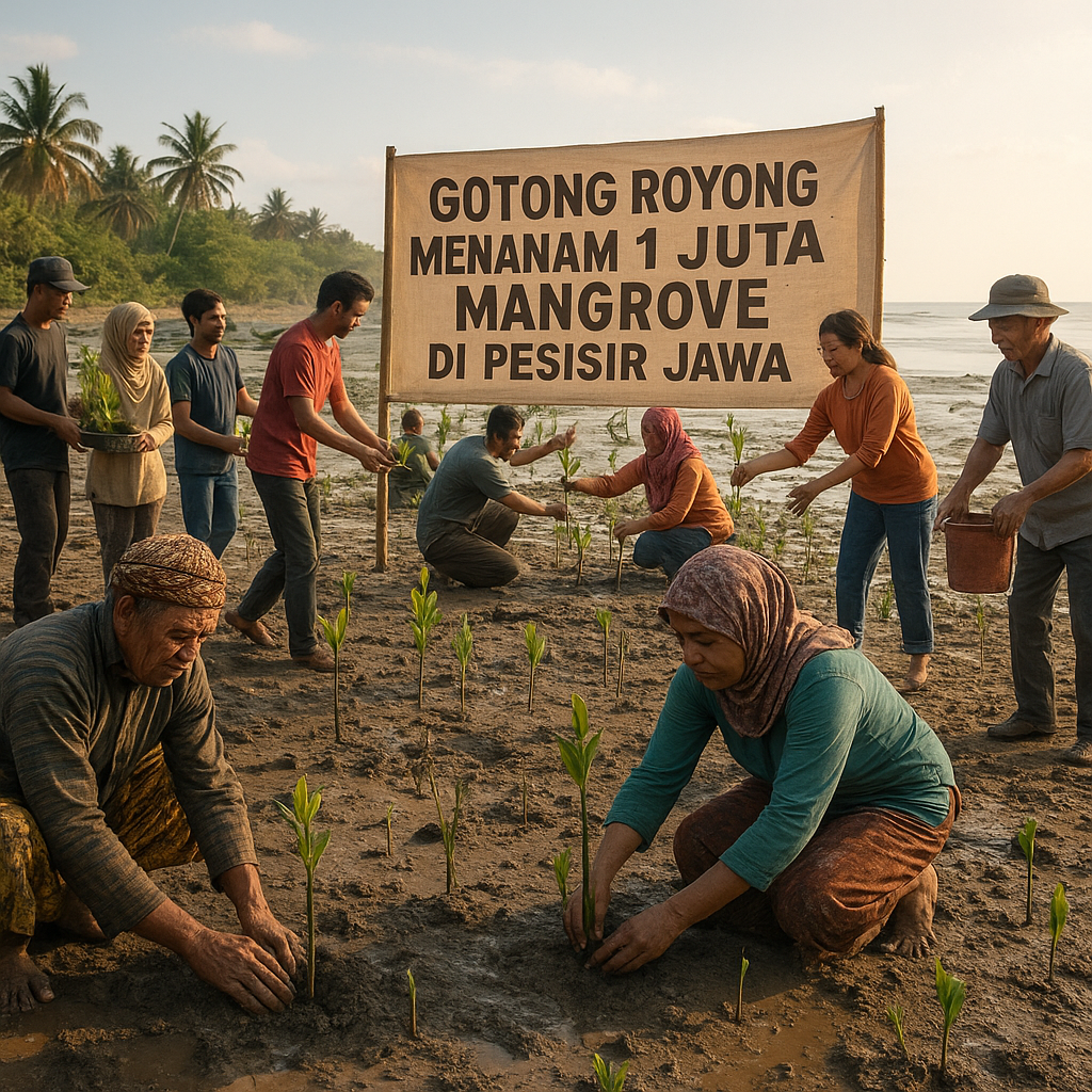 Gotong Royong Menanam 1 Juta Mangrove di Pesisir Jawa