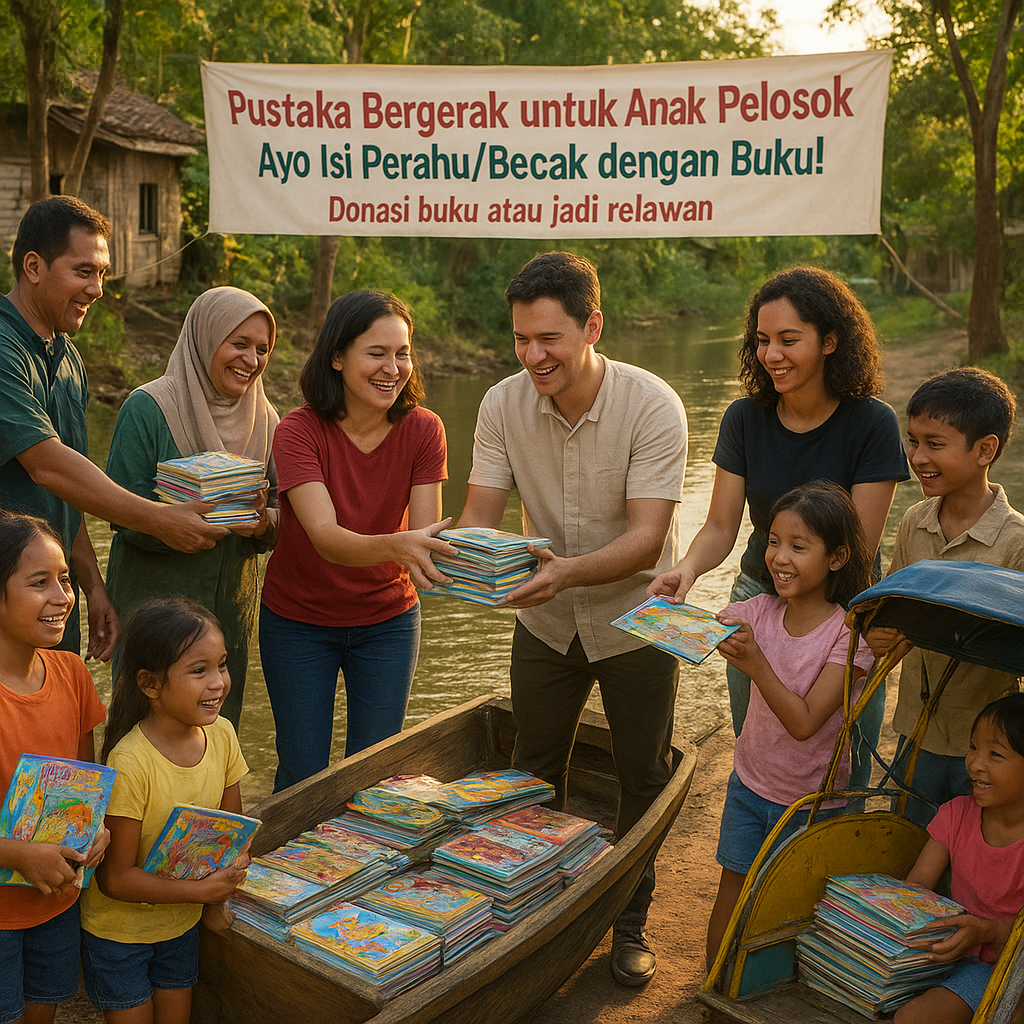Pustaka Bergerak untuk Anak Pelosok: Ayo Isi Perahu/Becak dengan Buku!