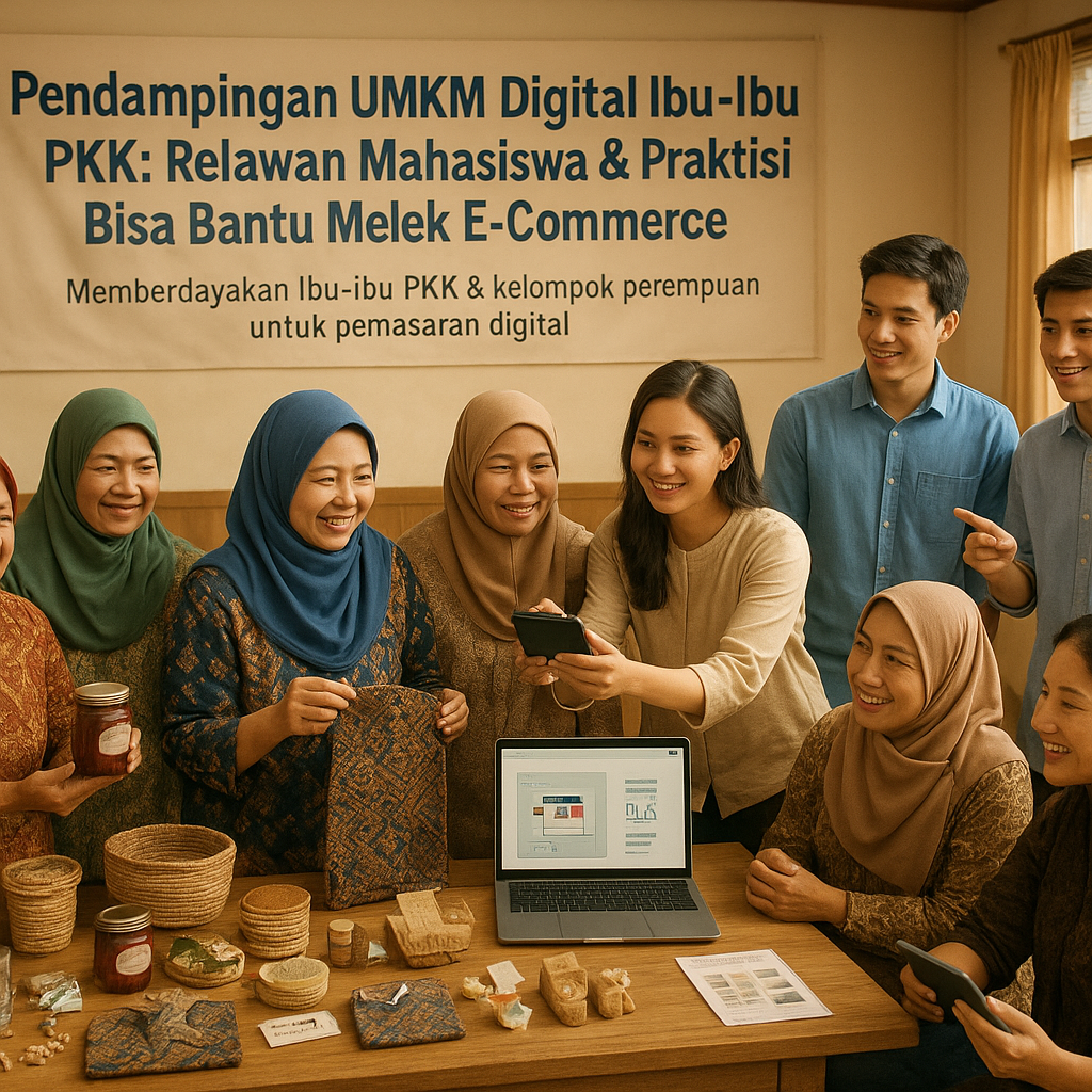 Pendampingan UMKM Digital Ibu--Ibu PKK: Relawan Mahasiswa & Praktisi Bisa Bantu Melek E--Commerce