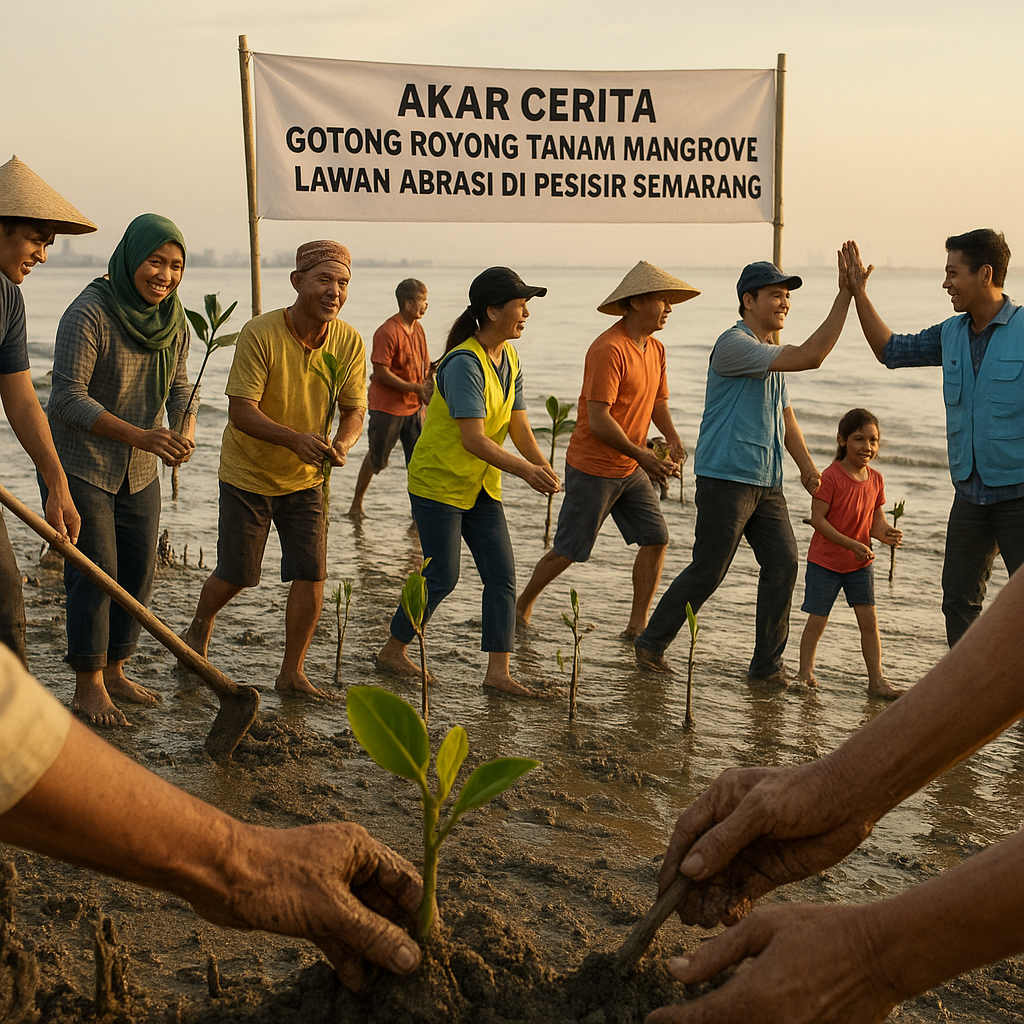 Akar Cerita: Gotong Royong Tanam Mangrove Lawan Abrasi di Pesisir Semarang
