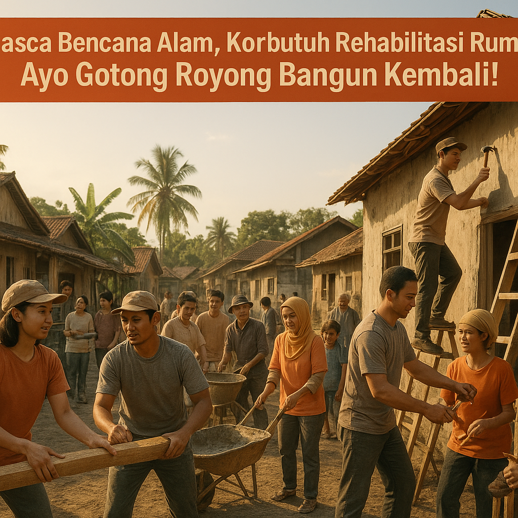 Pasca Bencana Alam, Korbutuh Rehabilitasi Rumah: Ayo Gotong Royong Bangun Kembali!