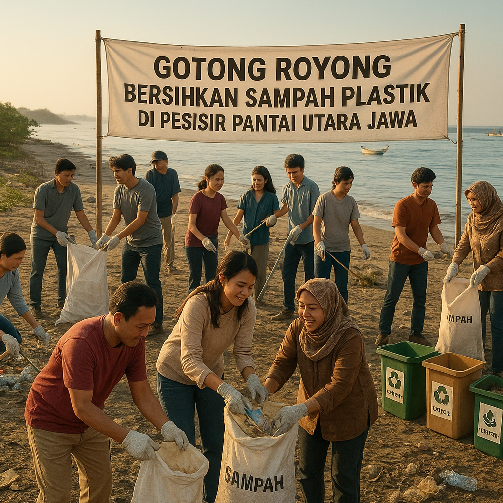 Gotong Royong Bersihkan Sampah Plastik di Pesisir Pantai Utara Jawa