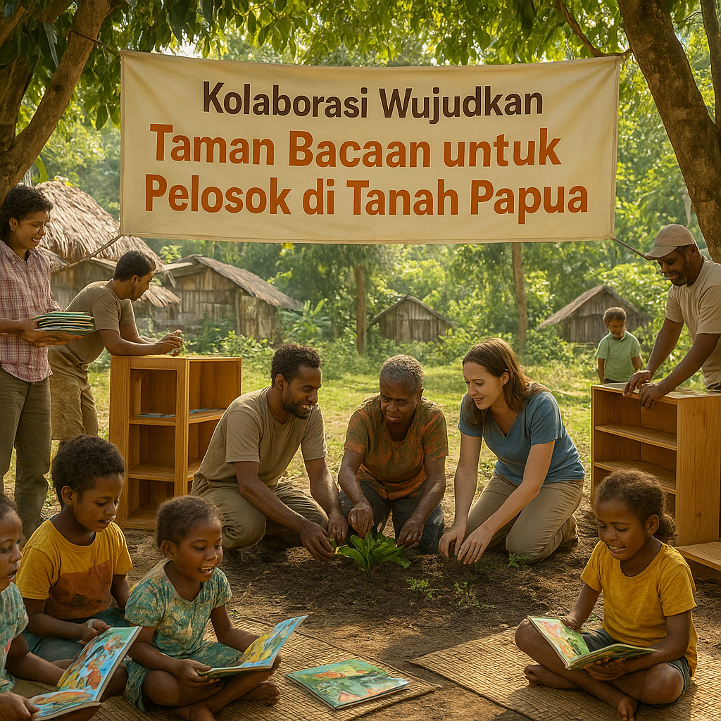 Kolaborasi Wujudkan Taman Bacaan untuk Pelosok di Tanah Papua
