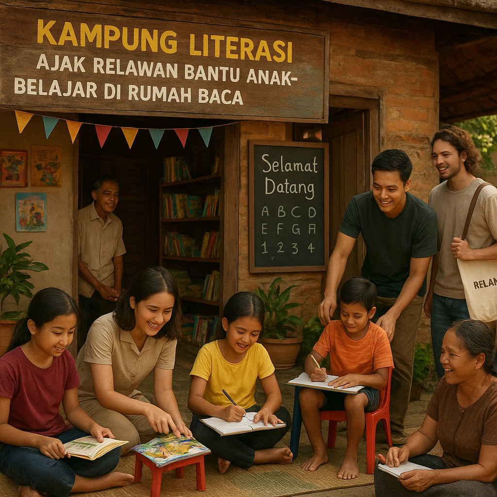 Kampung Literasi: Ajak Relawan Bantu Anak-Anak Belajar di Rumah Baca