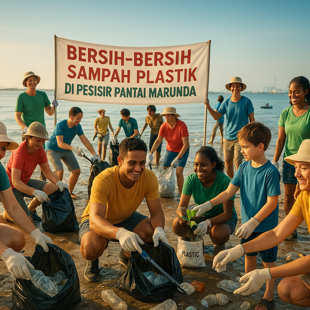 Bersih-Bersih Sampah Plastik di Pesisir Pantai Marunda