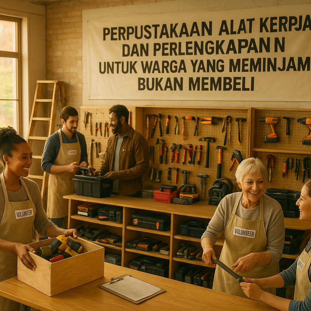 Perpustakaan Alat Kerja dan Perlengkapan untuk Warga yang Meminjam, Bukan Membeli