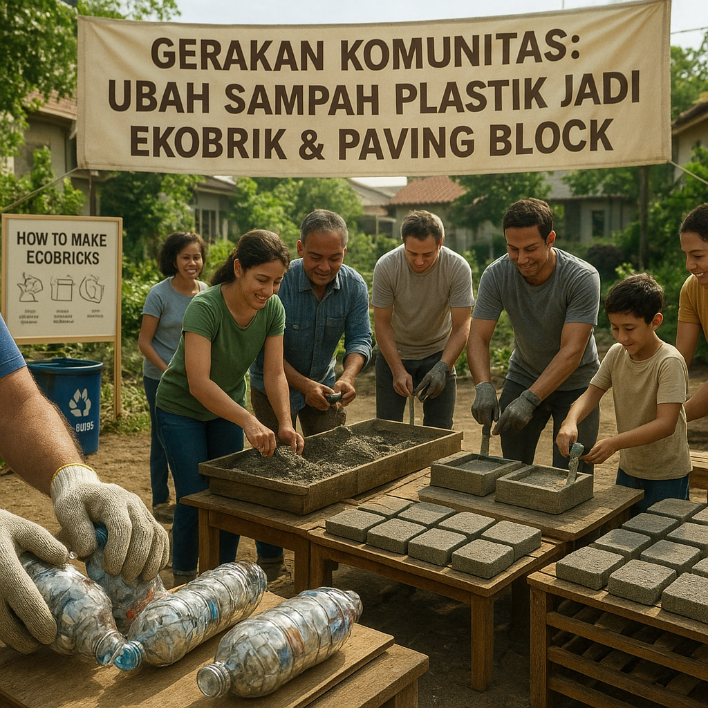 Gerakan Komunitas Ubah Sampah Plastik Jadi Ekobrik dan Paving Block