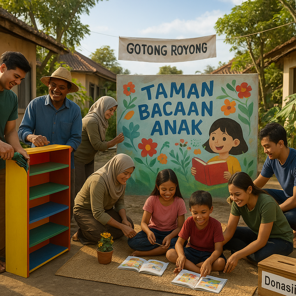 Gotong Royong Bangun Taman Bacaan Anak di Daerah 3T
