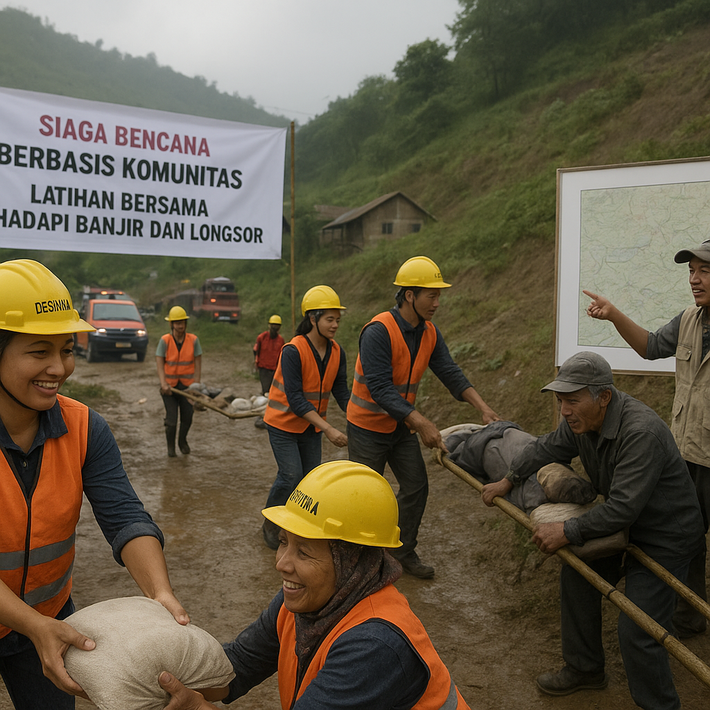 Siaga Bencana Berbasis Komunitas: Latihan Bersama Hadapi Banjir dan Longsor