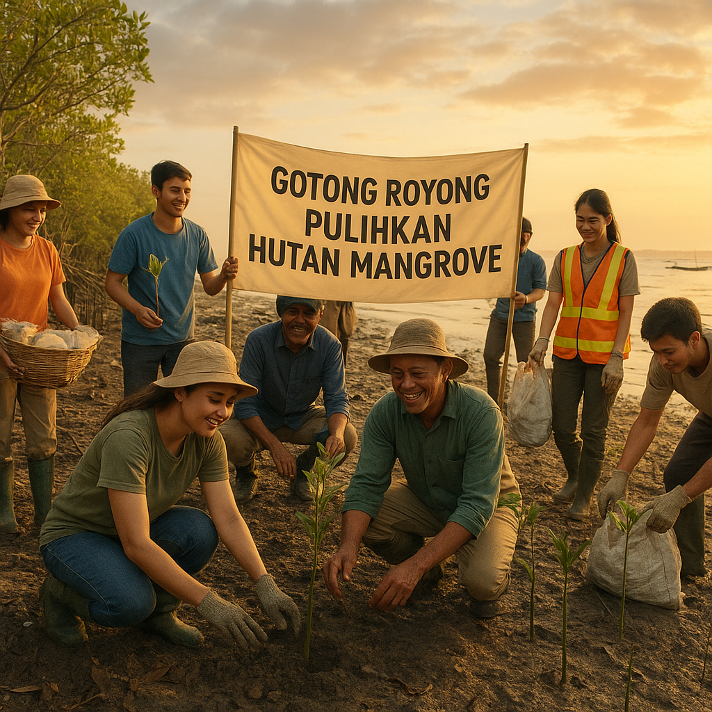 Gotong Royong Warga Pulihkan Hutan Mangrove yang Rusak Akibat Sampah