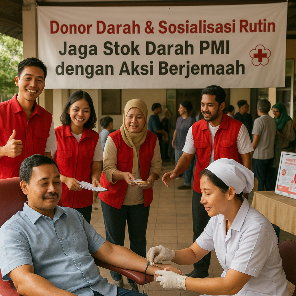 Donor Darah & Sosialisasi Rutin: Jaga Stok Darah PMI dengan Aksi Berjemaah
