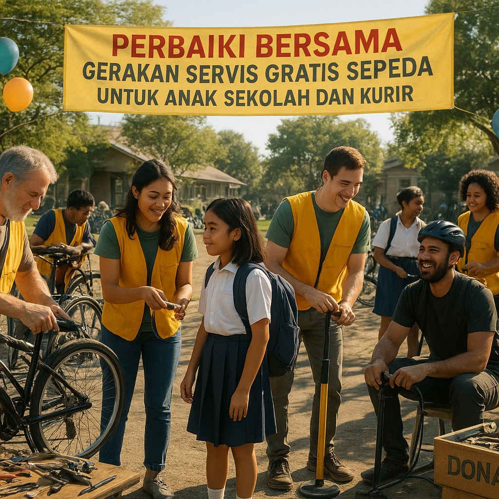 Perbaiki Bersama: Gerakan Servis Gratis Sepeda untuk Anak Sekolah dan Kurir