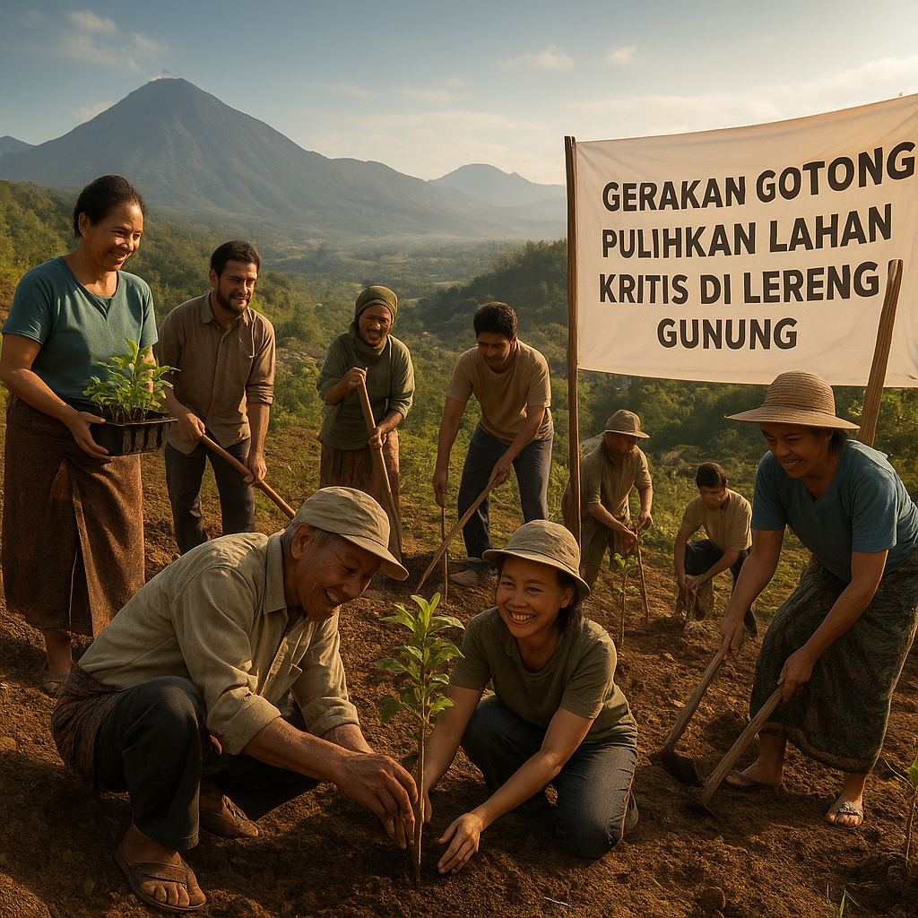 Gerakan Gotong Royong: Pulihkan Lahan Kritis di Lereng Gunung