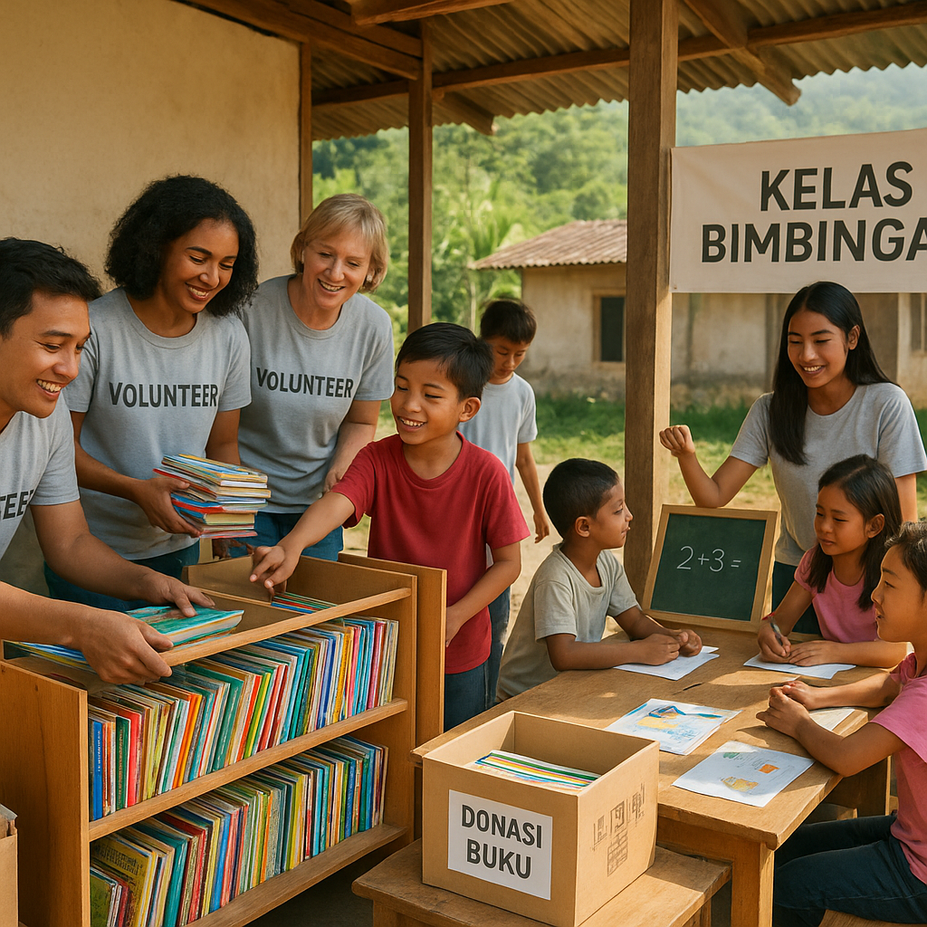 Kolaborasi Buka Perpustakaan Mini dan Kelas Bimbingan di Daerah 3T