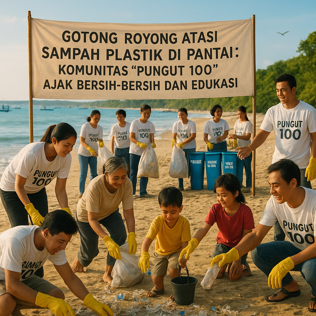 Gotong Royong Atasi Sampah Plastik di Pantai: Komunitas 'Pungut 100' Ajak Bersih-bersih dan Edukasi