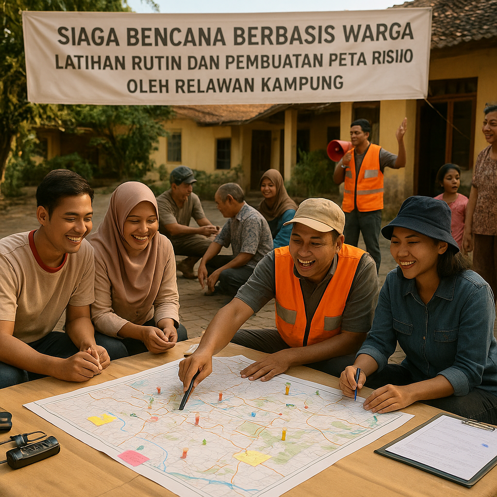 Siaga Bencana Berbasis Warga: Latihan Rutin dan Pembuatan Peta Risiko oleh Relawan Kampung