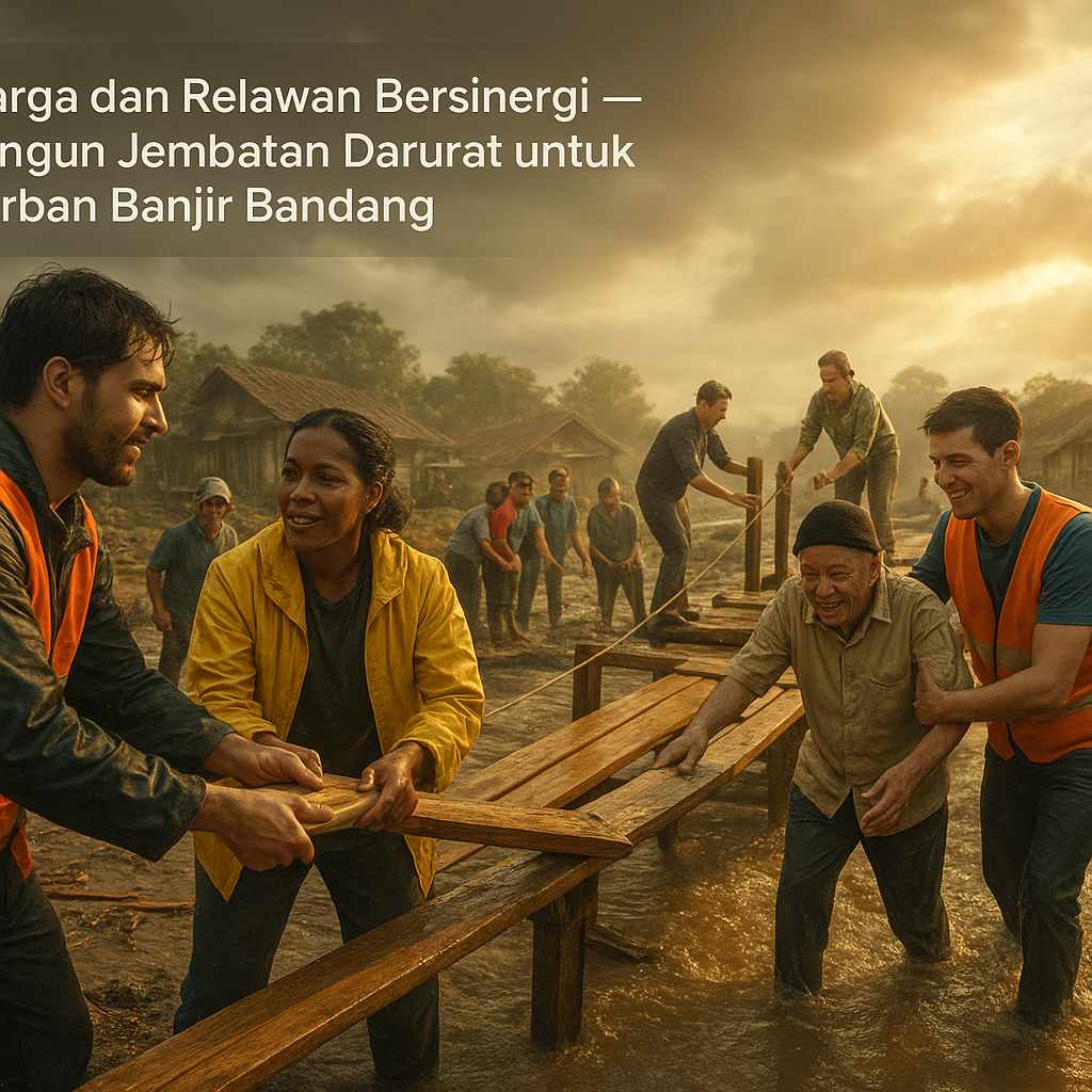 Warga dan Relawan Bersinergi, Bangun Jembatan Darurat untuk Korban Banjir Bandang