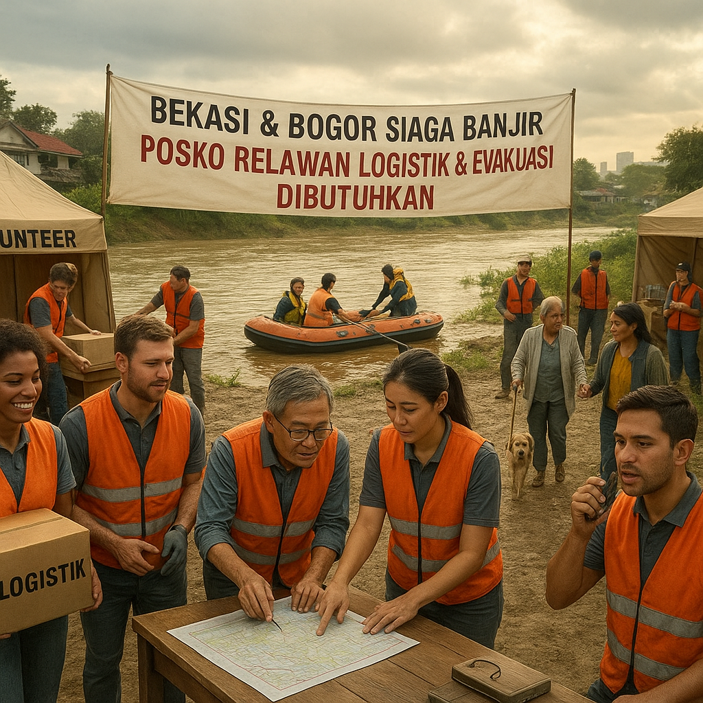 Bekasi & Bogor Siaga Banjir, Posko Relawan Logistik & Evakuasi Dibutuhkan