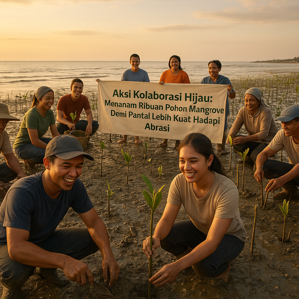 Aksi Kolaborasi Hijau: Menanam Ribuan Pohon Mangrove Demi Pantai Lebih Kuat Hadapi Abrasi
