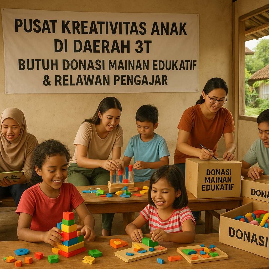 Pusat Kreativitas Anak di Daerah 3T Butuh Donasi Mainan Edukatif dan Relawan Pengajar