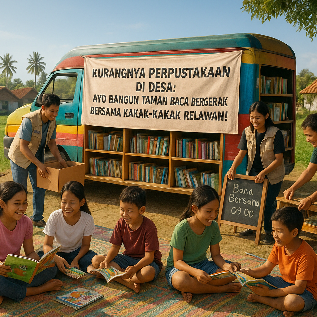 Kurangnya Perpustakaan di Desa: Ayo Bangun Taman Baca Bergerak Bersama Kakak-Kakak Relawan!