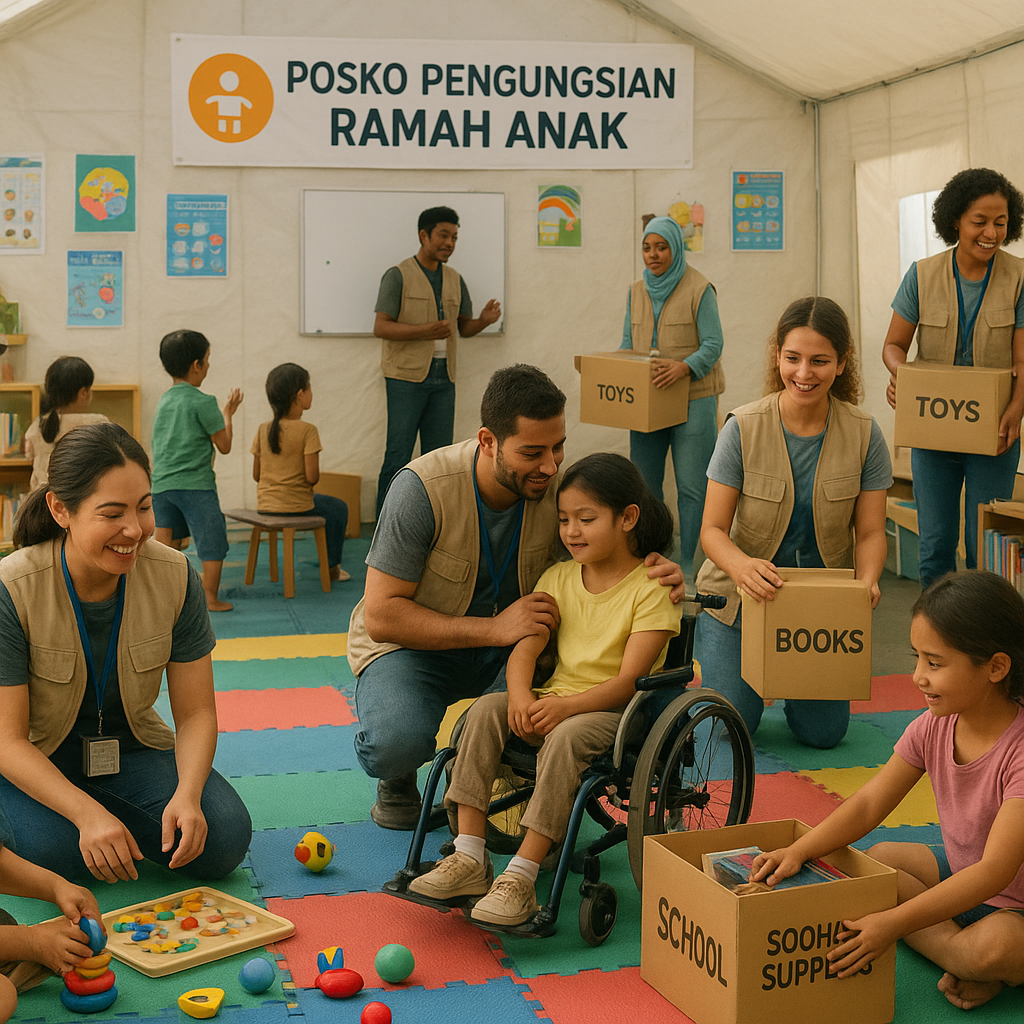 Posko Pengungsian Ramah Anak: Saat Relawan Bersatu Wujudkan Ruang Aman di Tengah Bencana