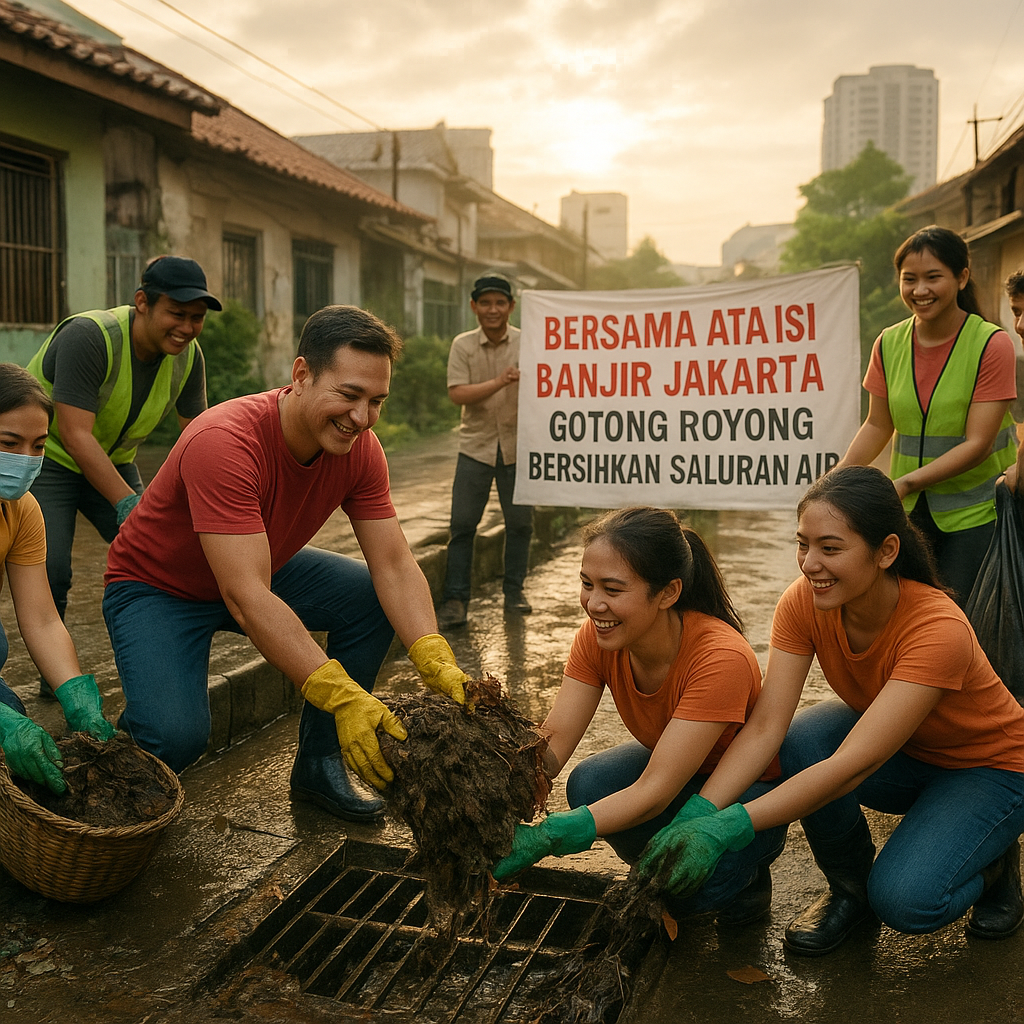 Bersama Atasi Banjir Jakarta: Gotong Royong Bersihkan Saluran Air