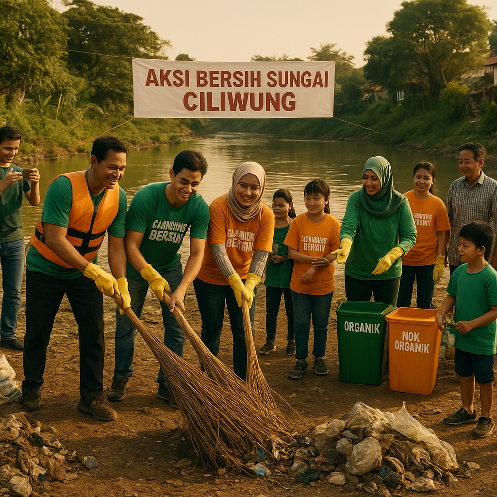Aksi Bersih Sungai Ciliwung: Dukung Relawan dengan 'Sapu Raksasa' dan Edukasi Sampah