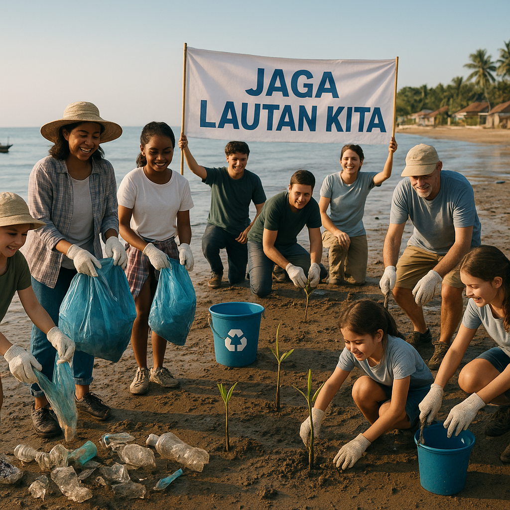Jaga Lautan Kita: Komunitas Pesisir Bersihkan Sampah Plastik dan Tanam Mangrove