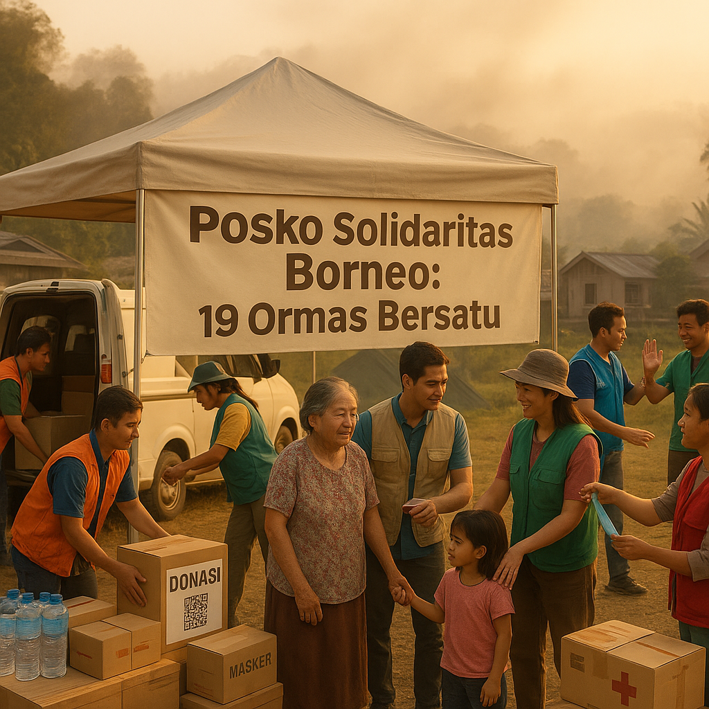 Posko Solidaritas Borneo: 19 Ormas Bersatu Bantu Warga & Relawan Terdampak Asap