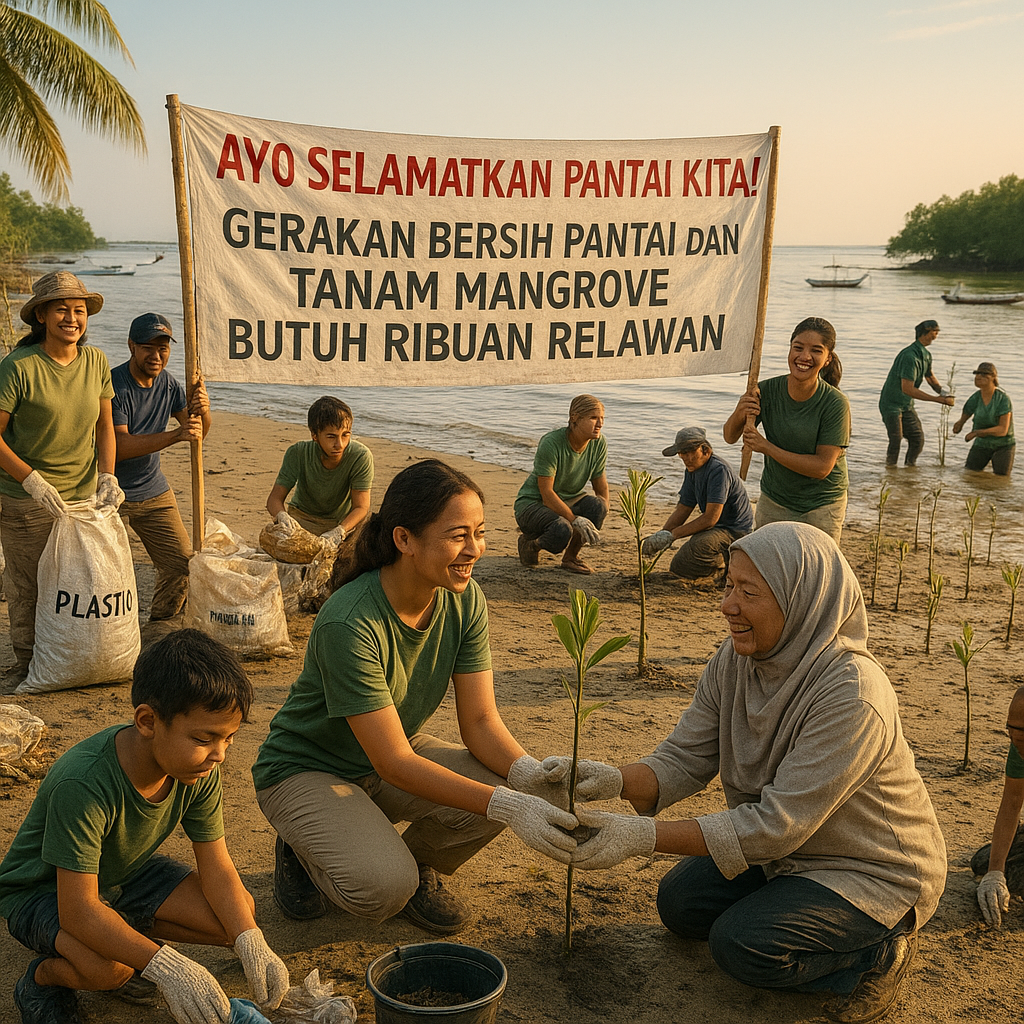 Ayo Selamatkan Pantai Kita! Gerakan Bersih Pantai dan Tanam Mangrove Butuh Ribuan Relawan