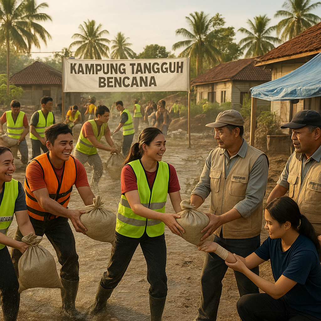 Kampung Tangguh Bencana: Pertemukan Relawan, Pemuda, dan Perangkat Desa dalam Simulasi Penanggulangan Banjir
