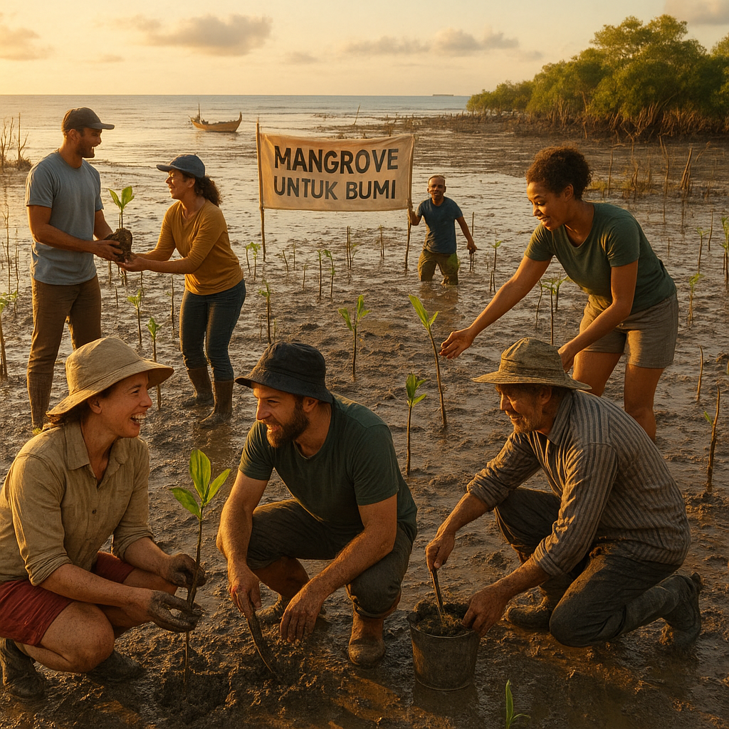 Mangrove untuk Bumi: Aksi Tanam dan Rehabilitasi Pesisir oleh Relawan dan Nelayan