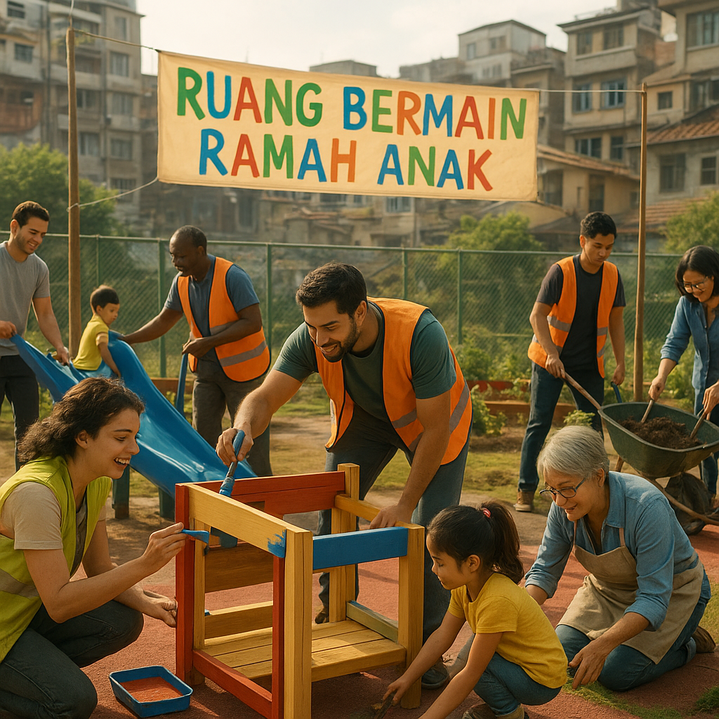 Ruang Bermain Ramah Anak: Kolaborasi Membangun Taman di Permukiman Padat