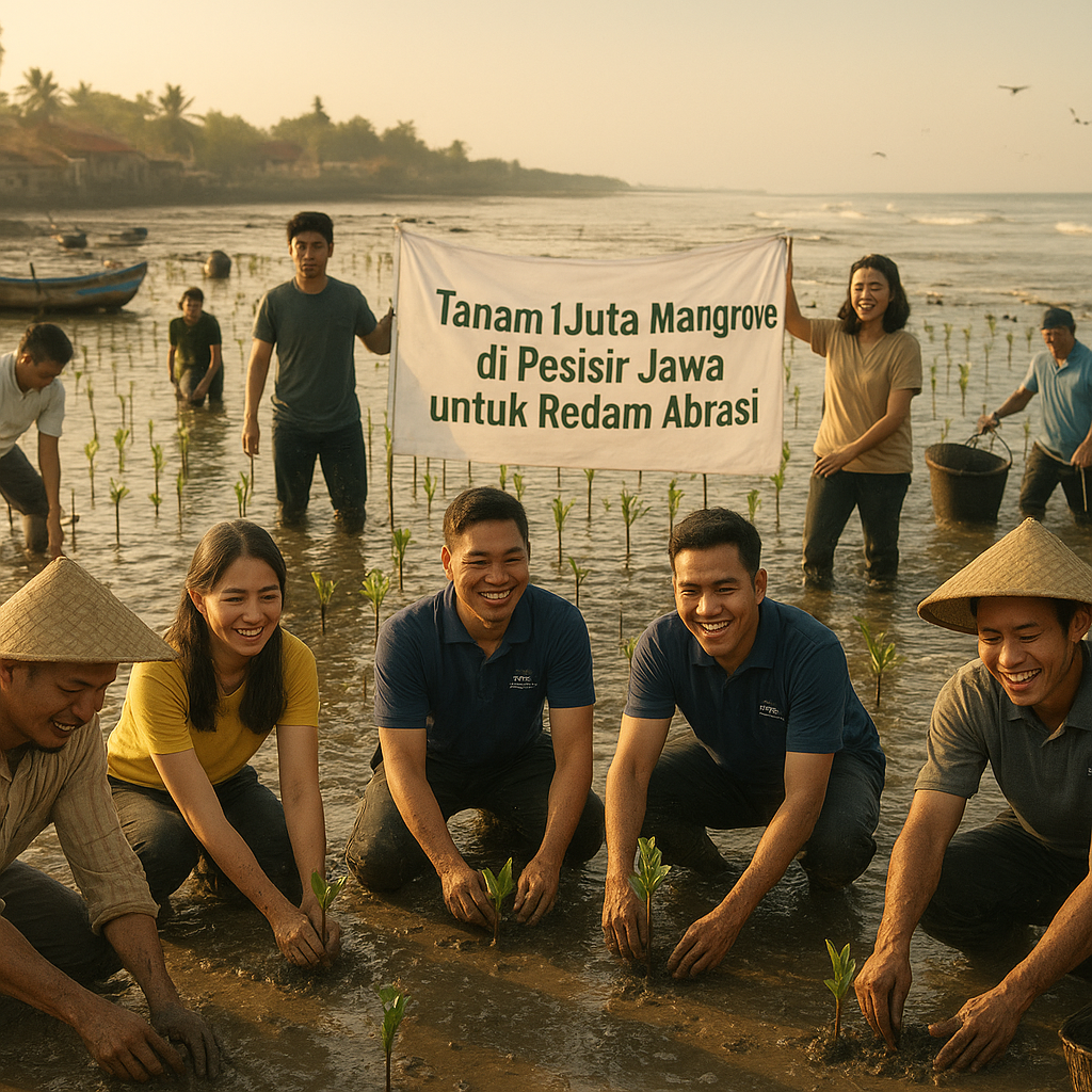 Tanam 1 Juta Mangrove di Pesisir Jawa untuk Redam Abrasi