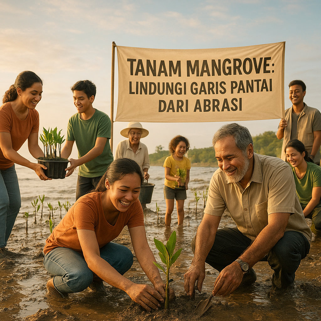 Tanam Mangrove: Lindungi Garis Pantai dari Abrasi