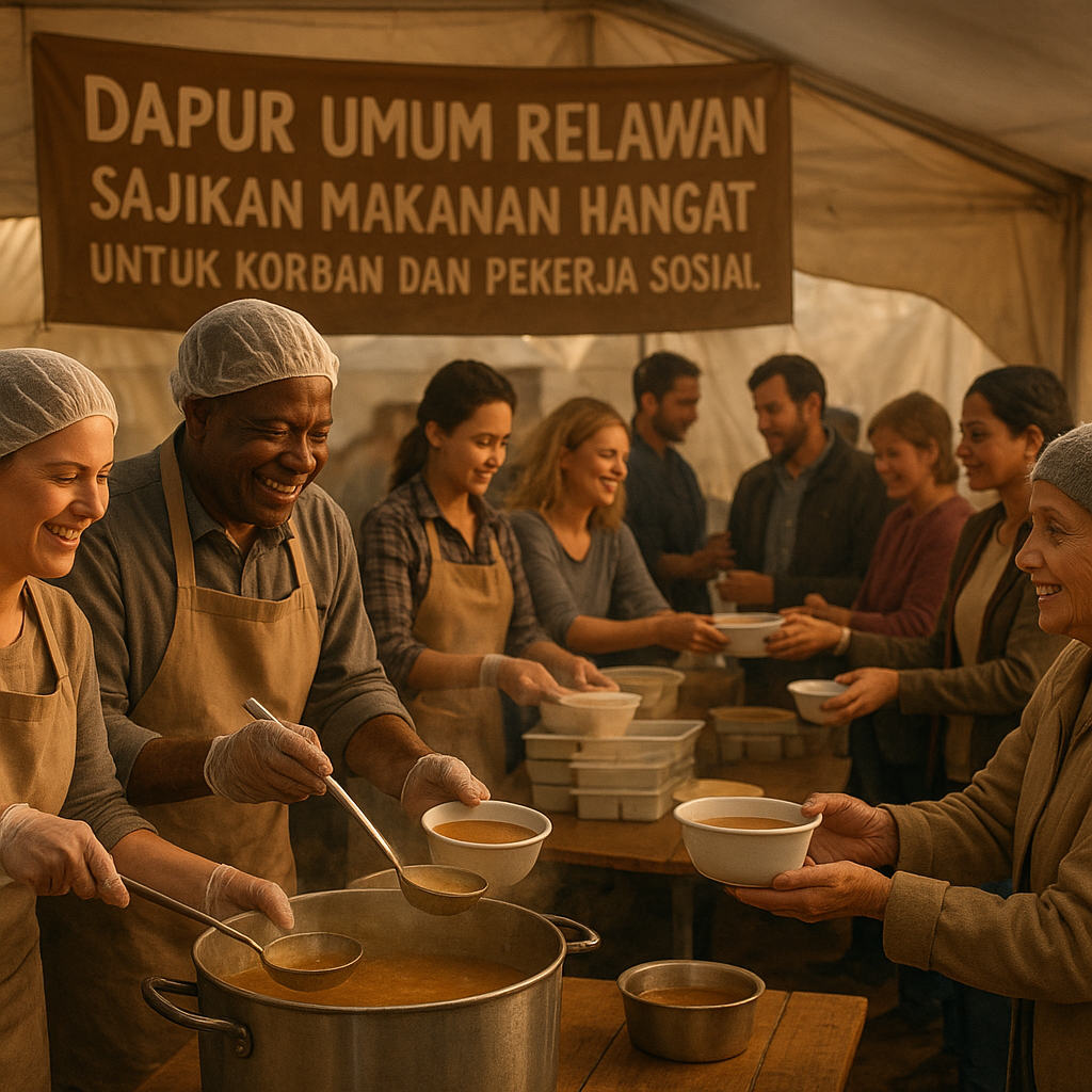 Dapur Umum Relawan: Sajikan Makanan Hangat untuk Korban dan Pekerja Sosial