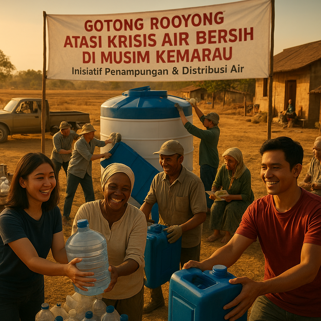 Gotong Royong Atasi Krisis Air Bersih di Musim Kemarau: Inisiatif Penampungan & Distribusi Air