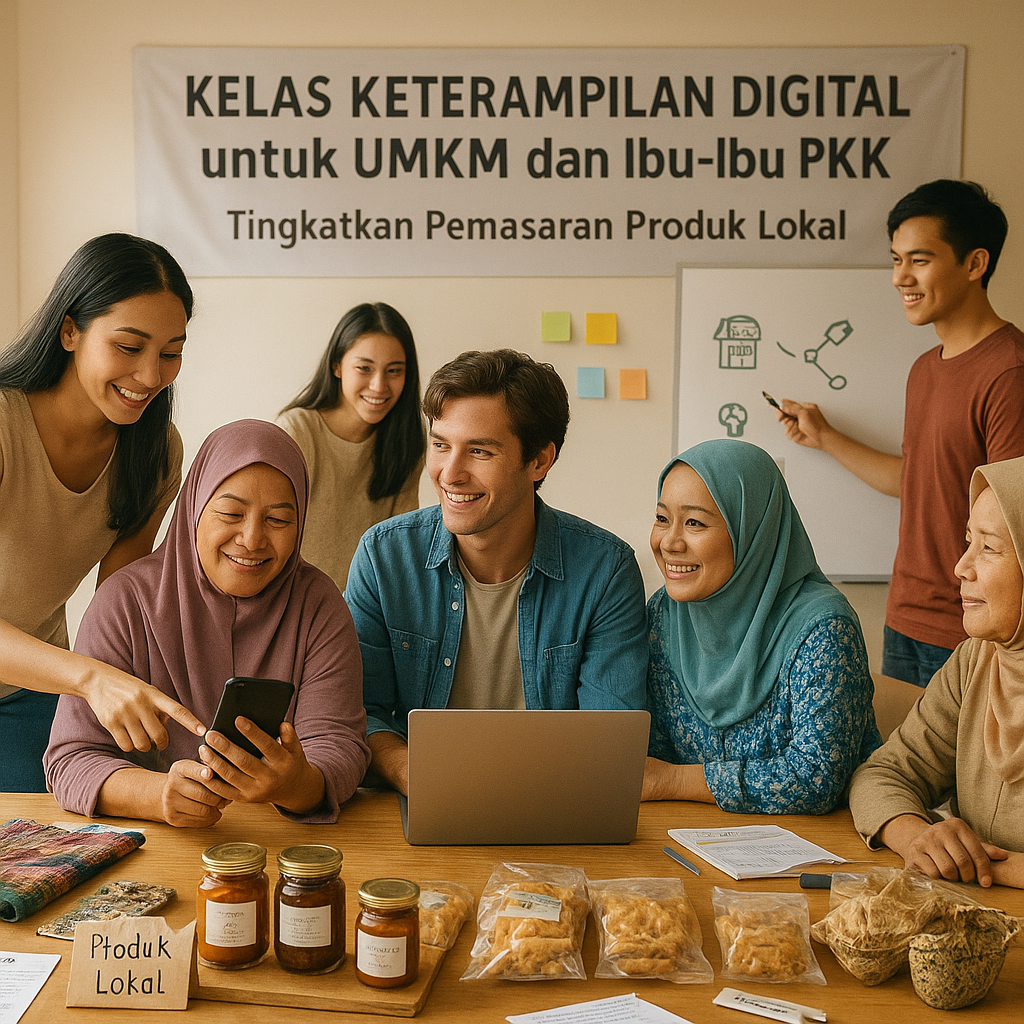 Kelas Keterampilan Digital untuk UMKM dan Ibu-Ibu PKK Tingkatkan Pemasaran Produk Lokal