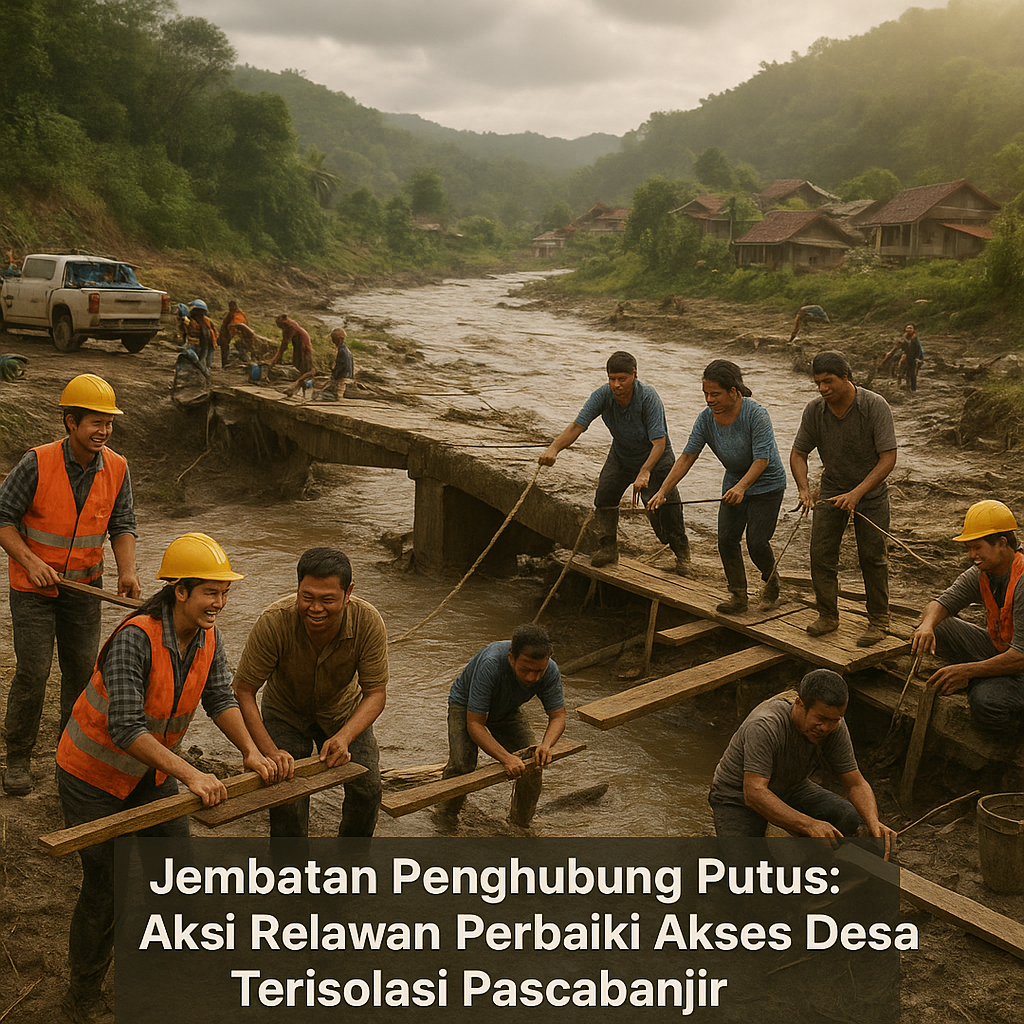 Jembatan Penghubung Putus: Aksi Relawan Perbaiki Akses Desa Terisolasi Pascabanjir