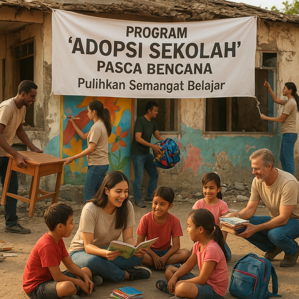 Program 'Adopsi Sekolah' di Daerah Pasca Bencana untuk Pulihkan Semangat Belajar