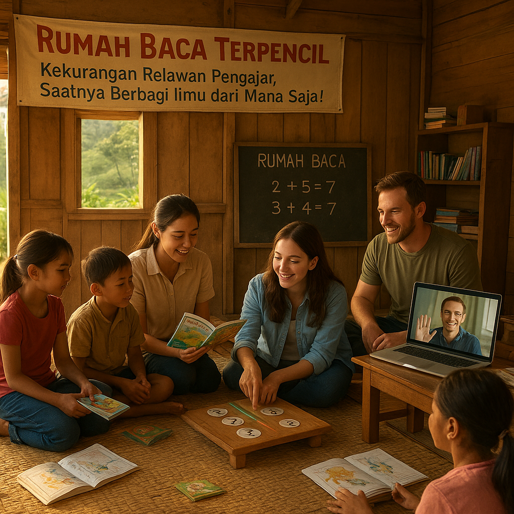 Rumah Baca Terpencil Kekurangan Relawan Pengajar, Saatnya Berbagi Ilmu dari Mana Saja!
