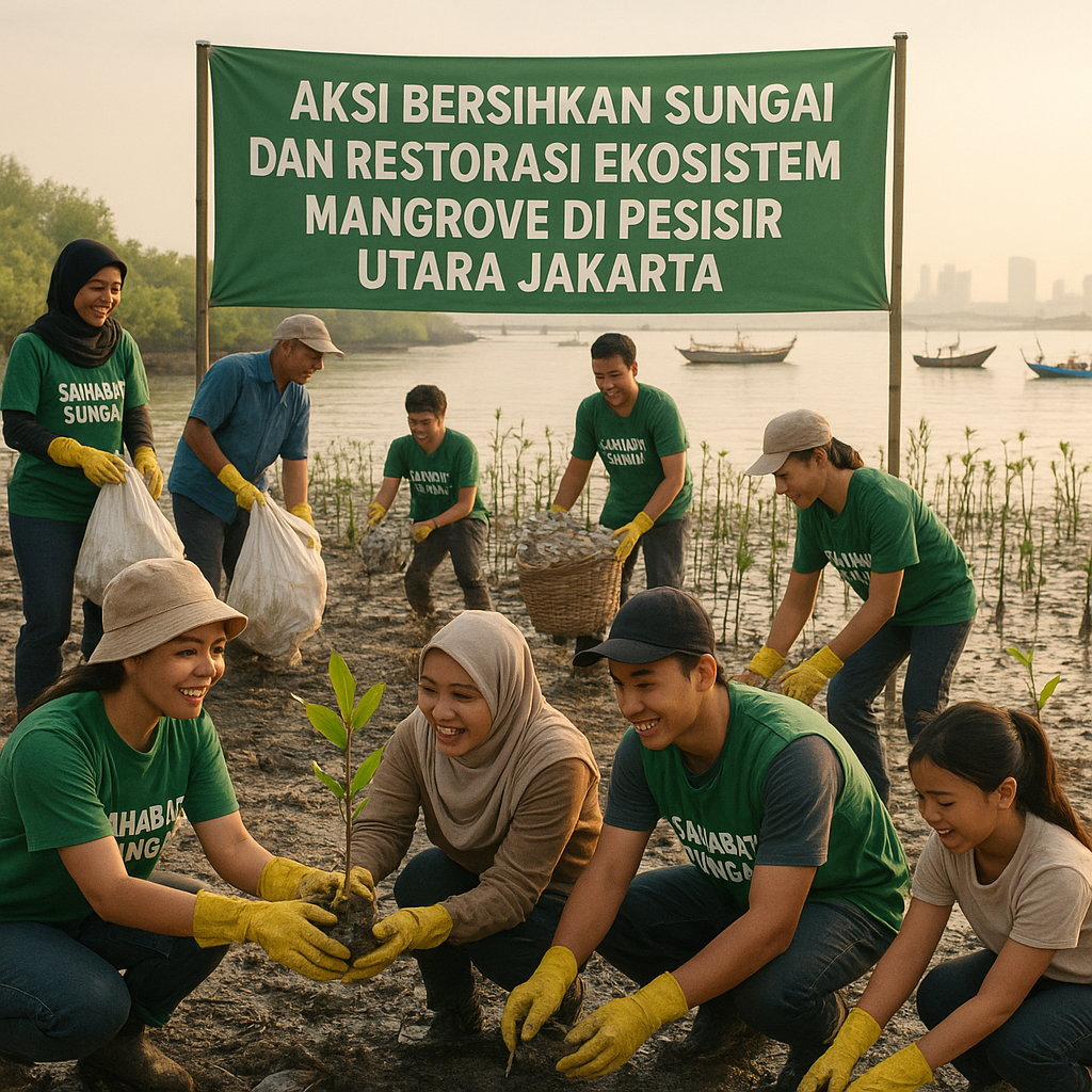 Aksi Bersihkan Sungai dan Restorasi Ekosistem Mangrove di Pesisir Utara Jakarta