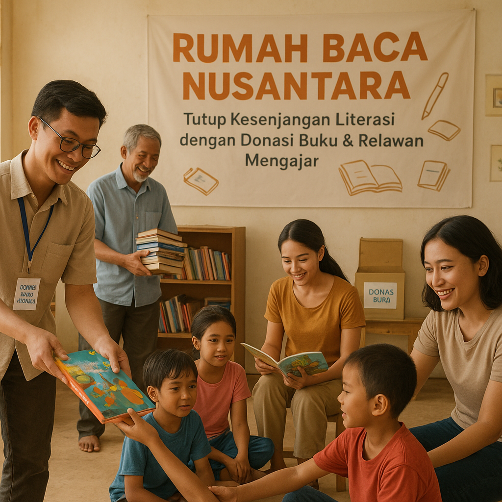 Rumah Baca Nusantara: Tutup Kesenjangan Literasi dengan Donasi Buku dan Relawan Mengajar