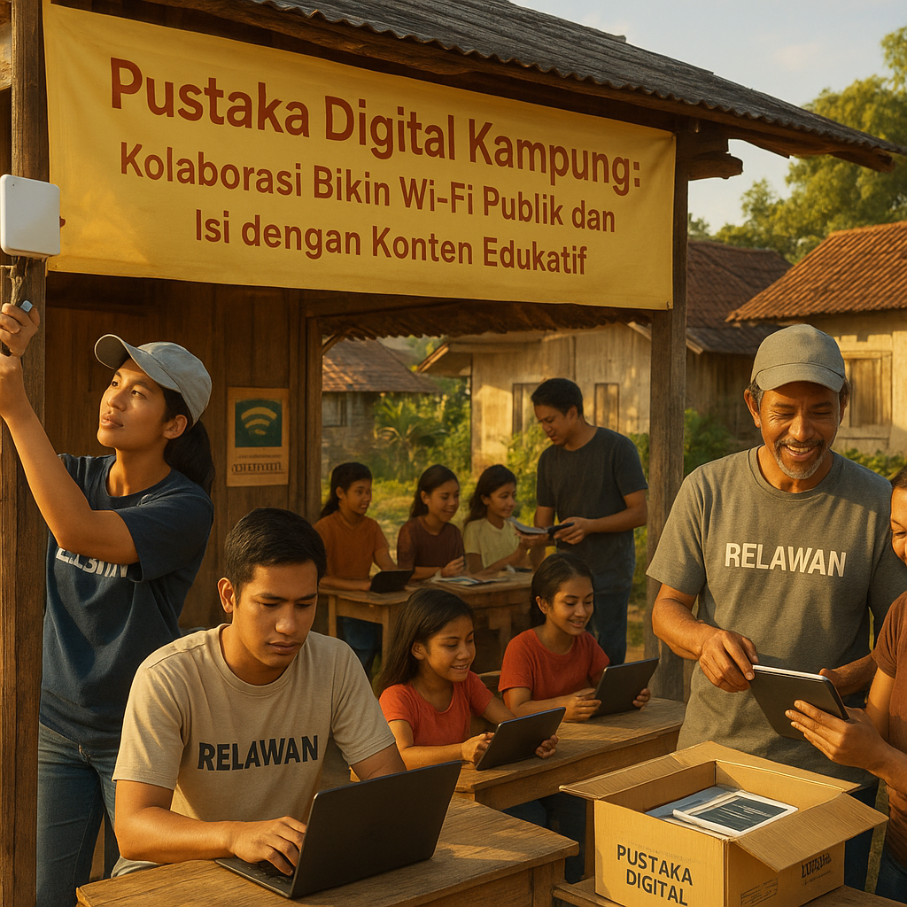 Pustaka Digital Kampung: Kolaborasi Bikin Wi-Fi Publik dan Isi dengan Konten Edukatif