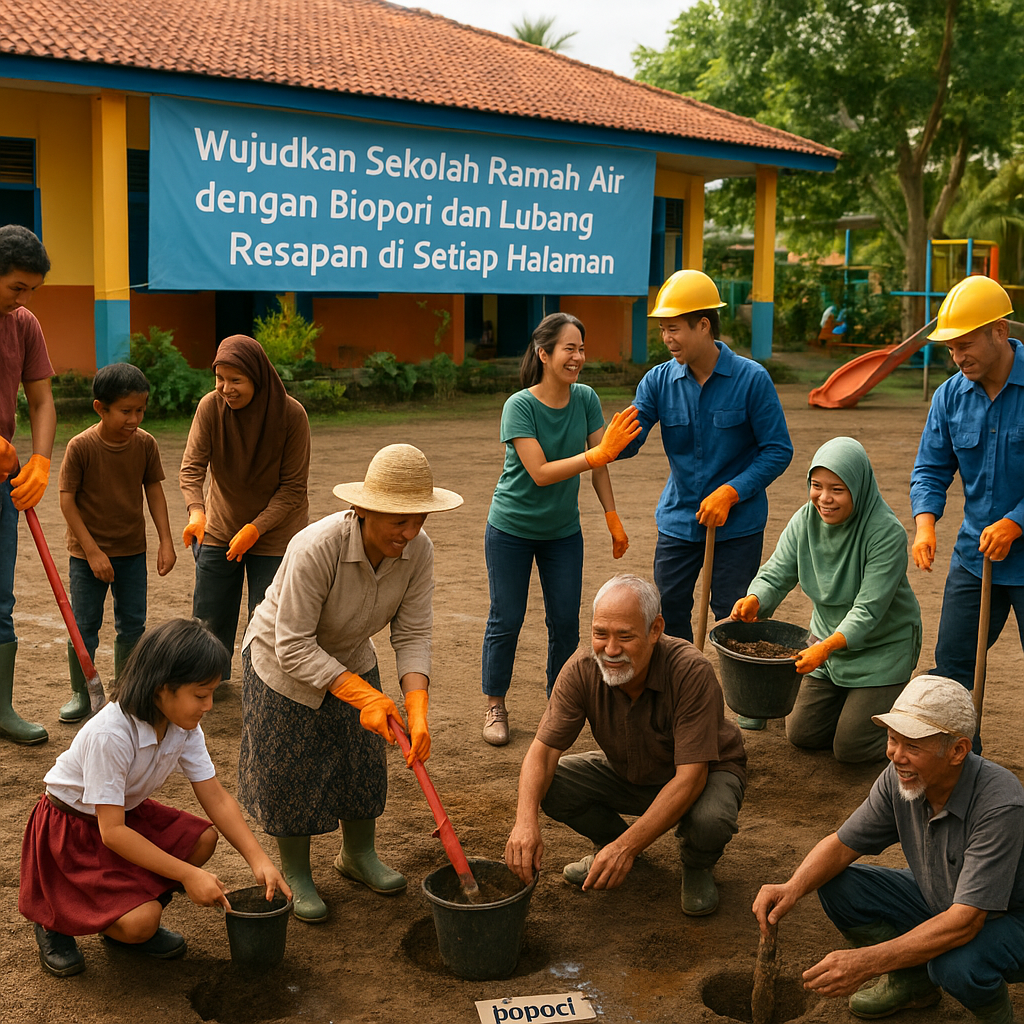 Wujudkan Sekolah Ramah Air dengan Biopori dan Lubang Resapan di Setiap Halaman
