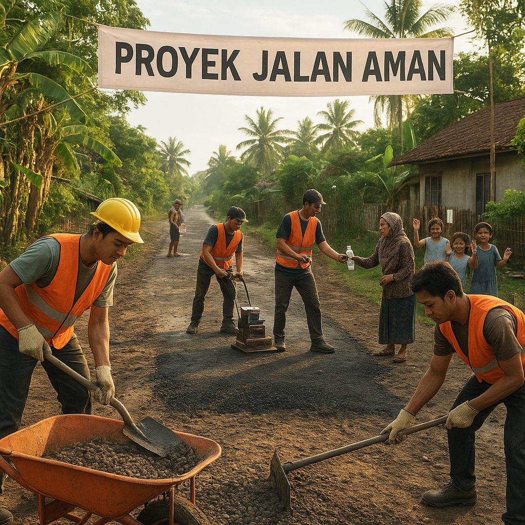 Proyek 'Jalan Aman' Perbaikan Jalan Desa oleh Pemuda dan Relawan
